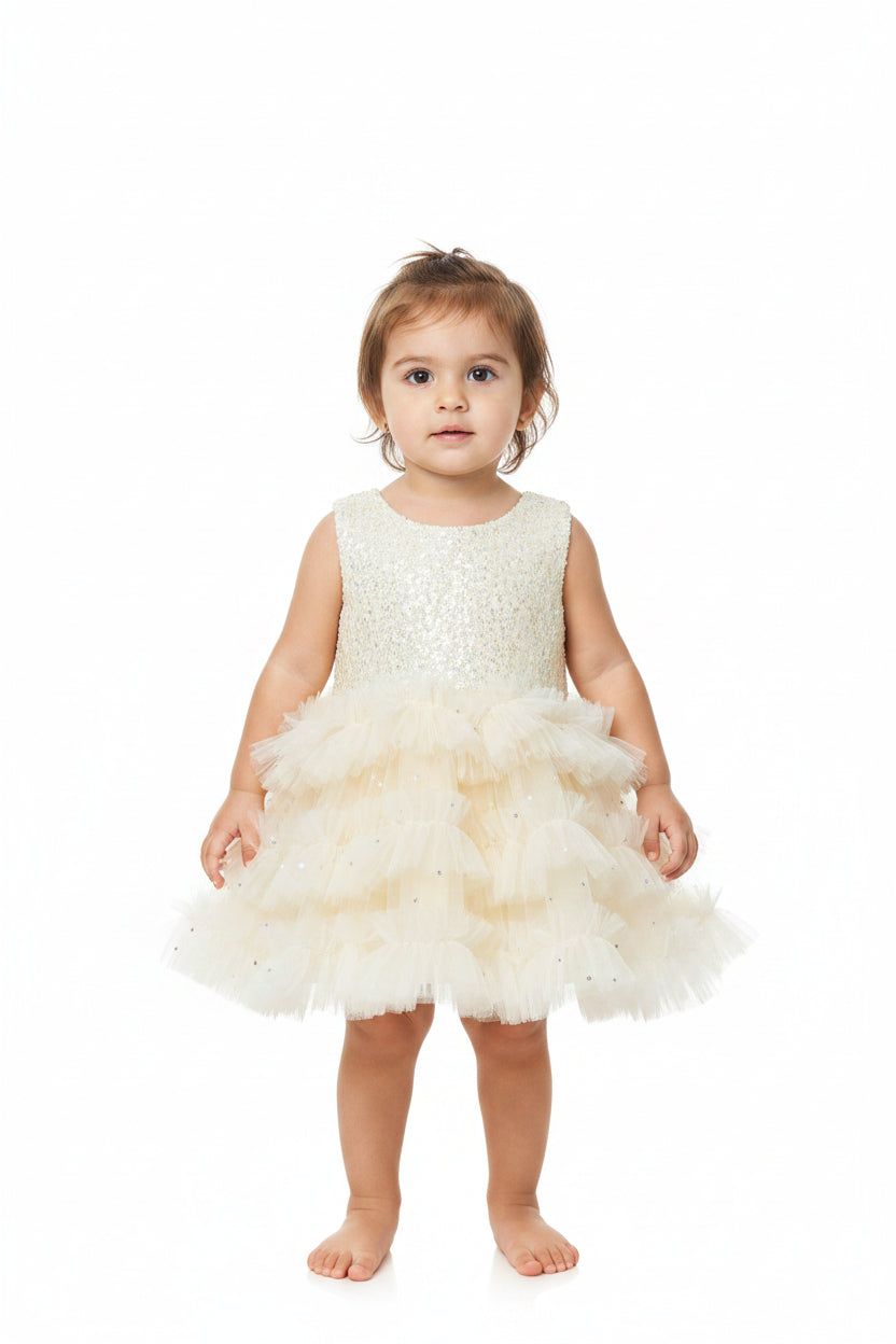 Sparkling Cream Gala Dress