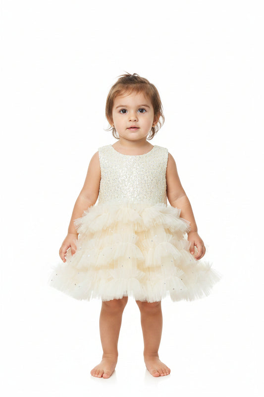 Sparkling Cream Gala Dress